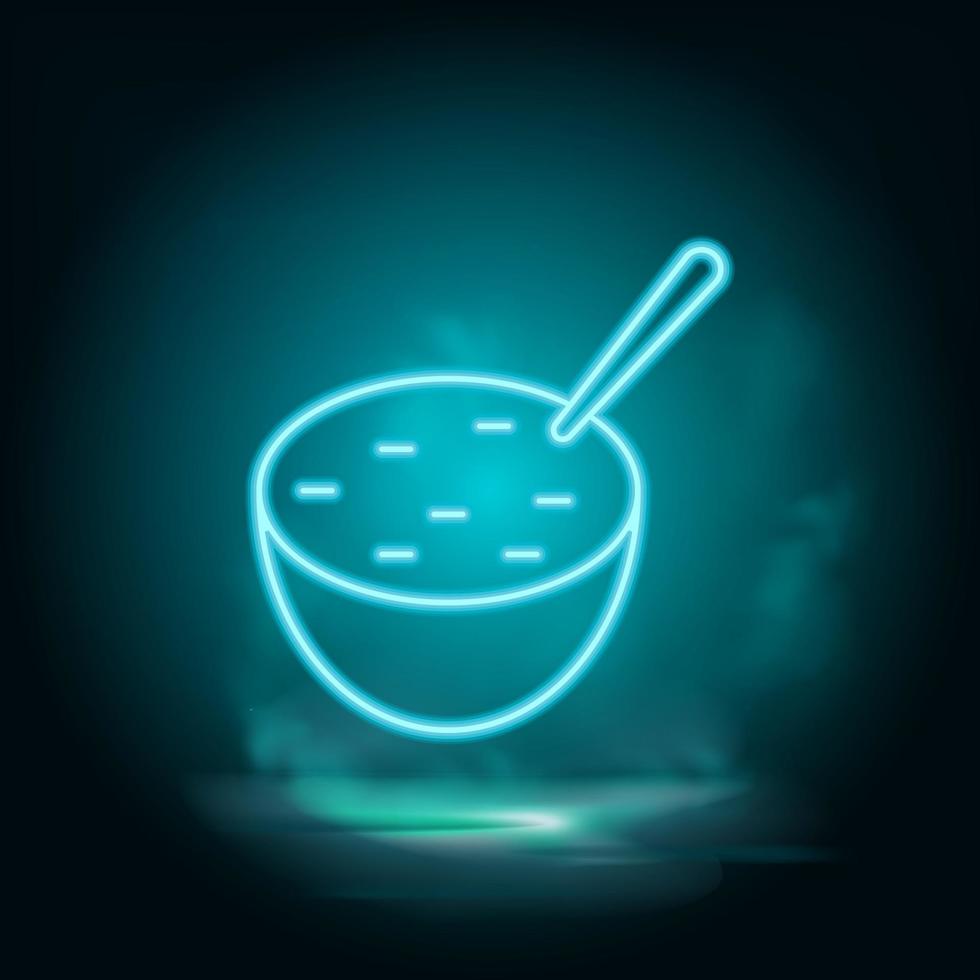Hot soup vector neon icon. Food blue neon illustration. Hot soup vector neon icon on white background on white background