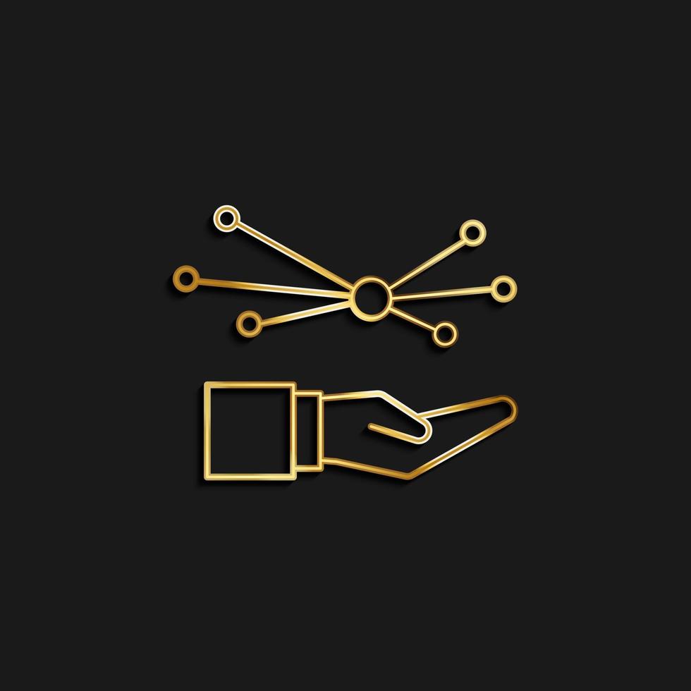 Care, connection, network gold icon. Vector illustration of golden icon on dark background