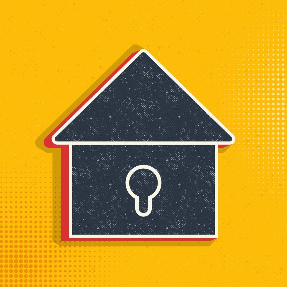 Locked house pop art, retro icon. Vector illustration of pop art style on retro background