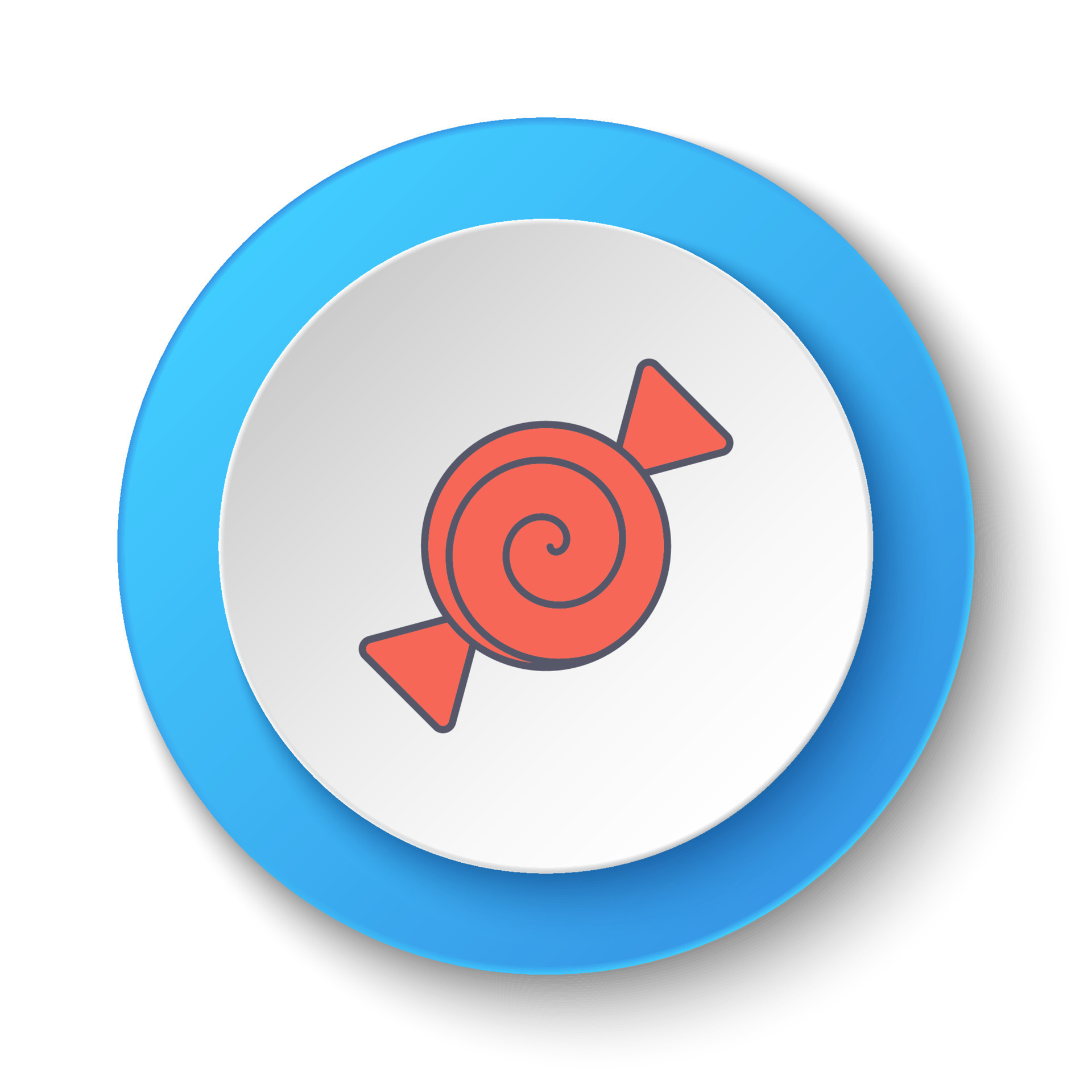 Round button for web icon, candy. Button banner round, badge interface