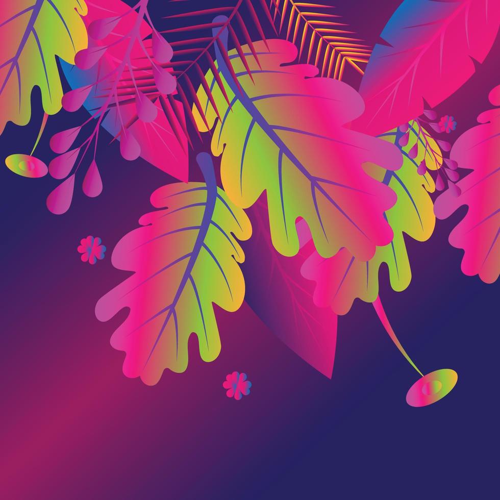 Painted tropical exotic leaves abstract colors in a cartoon style. Seamless vector wallpaper pattern on a white background.