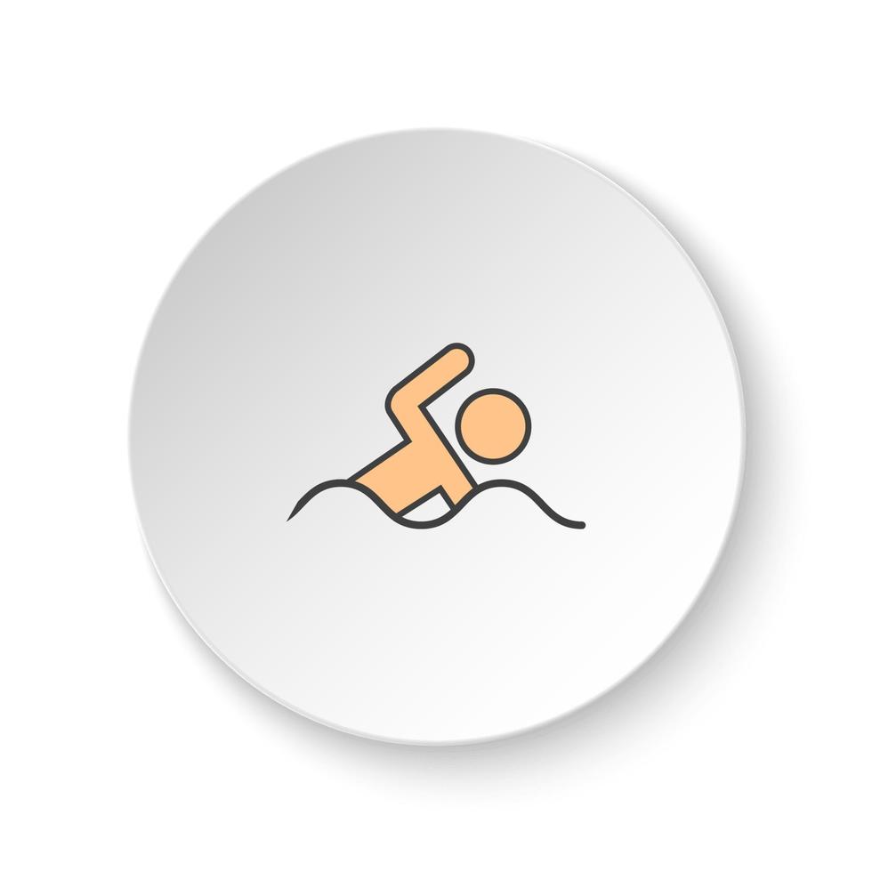 Round button for web icon, Swim, man. Button banner round, badge interface for application illustration on white background vector