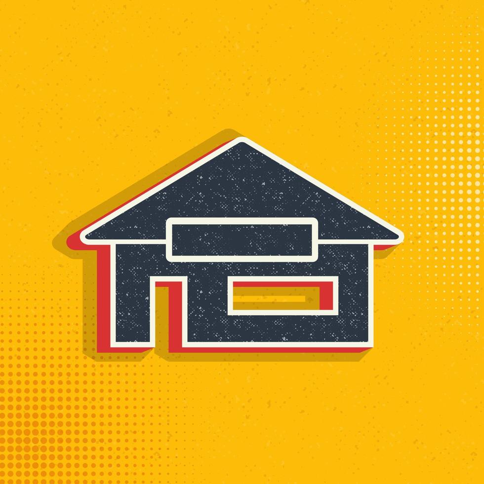 House silhouette pop art, retro icon. Vector illustration of pop art style on retro background