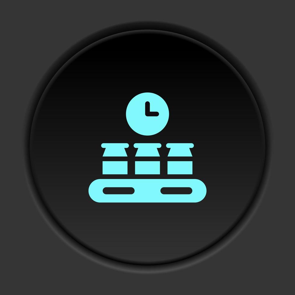 Dark button icon Mass production production. Button banner round badge interface for application illustration on darken background vector