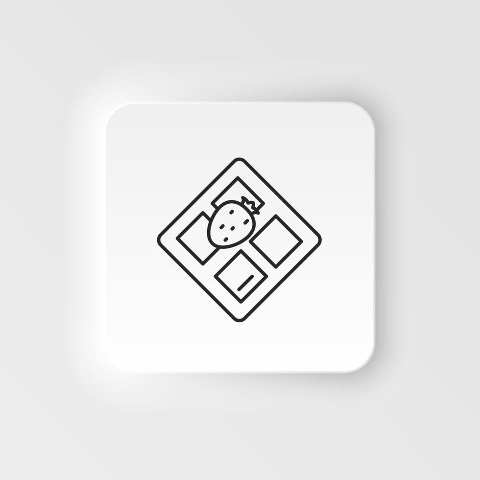 Neumorphic style food and drink vector icon. Chocolate line icon, opened chocolate - vector illustration . on neumorphism white background