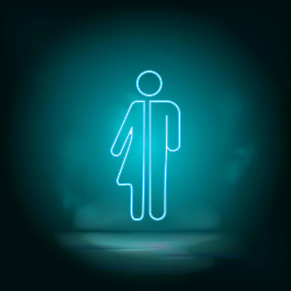 Woman, man blue neon vector icon. Simple element illustration from map and navigation concept. Woman, man blue neon vector icon. Real estate concept vector illustration. on white background