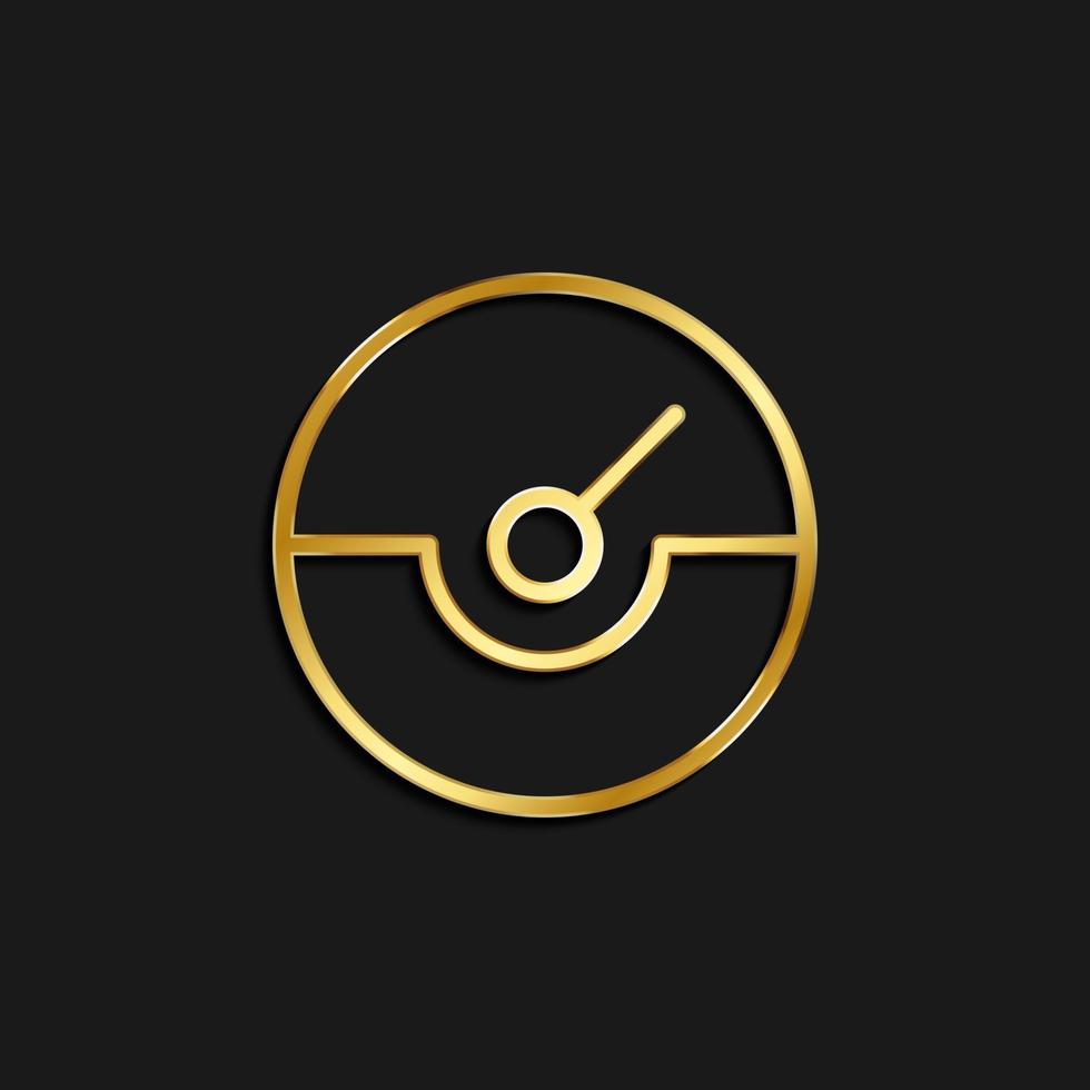 dash, gauge, measure gold icon. Vector illustration of golden icon on dark background