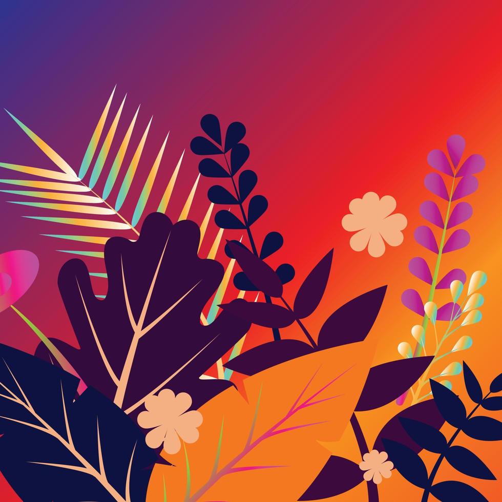 Painted tropical exotic leaves abstract colors in a cartoon style. Seamless vector wallpaper pattern on a white background.