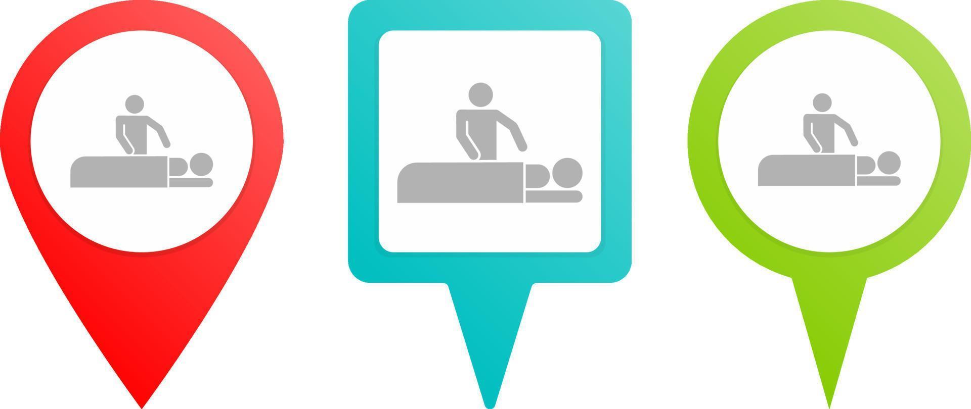 Massage pin icon. Multicolor pin vector icon, diferent type map and navigation point.