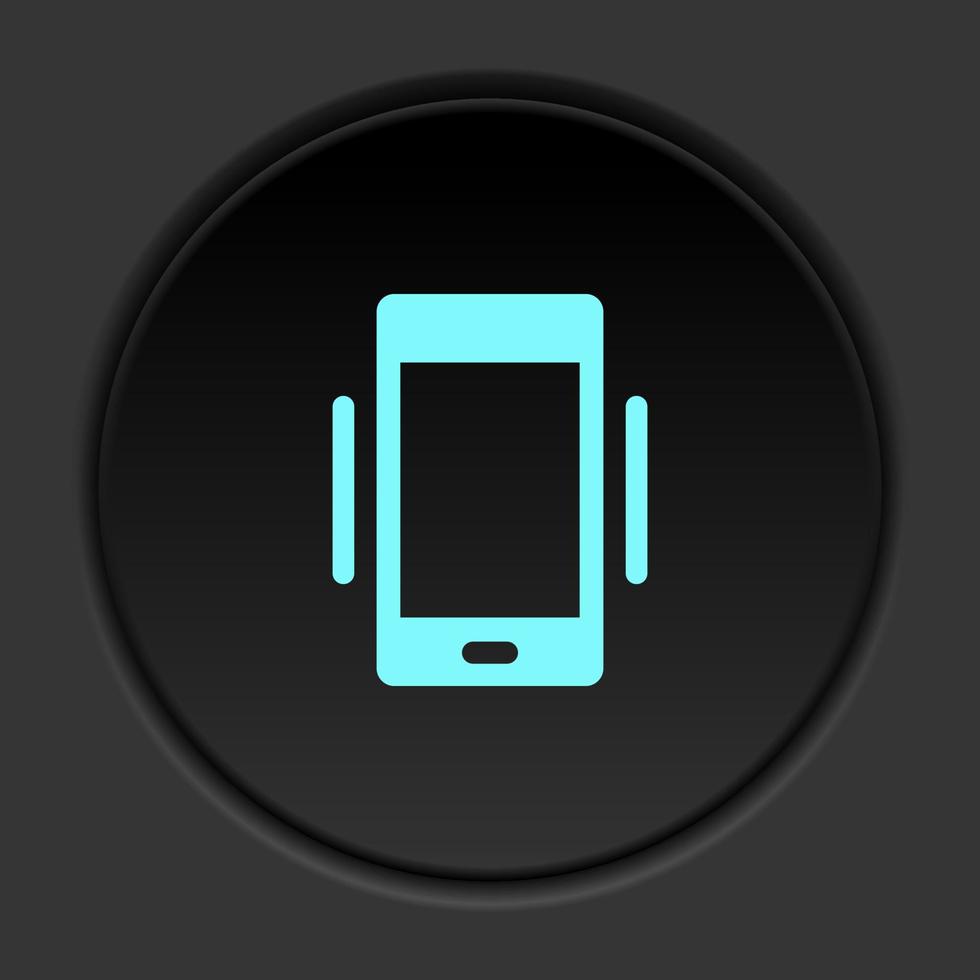 Dark button icon phone vibrate. Button banner round badge interface for application illustration on darken background vector