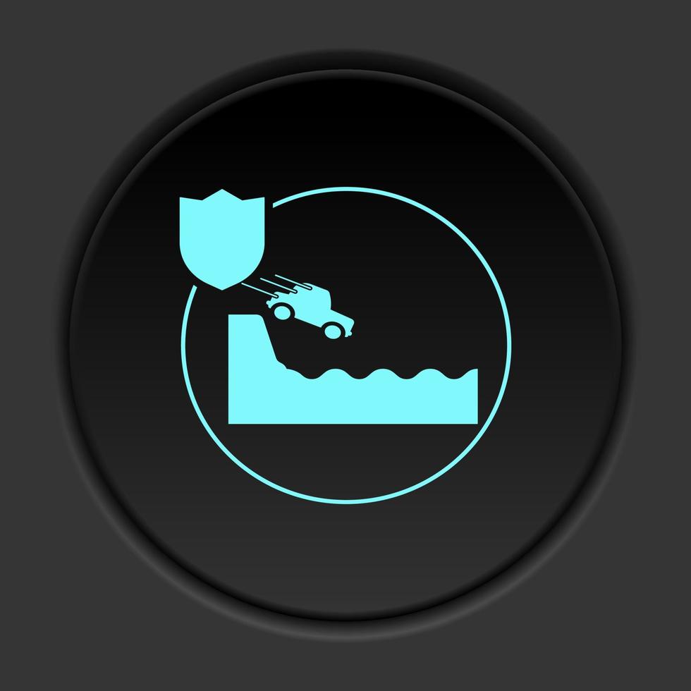 Dark button flat icons on round backgrounds. Building construction insurance dark circle vector icon on darken background
