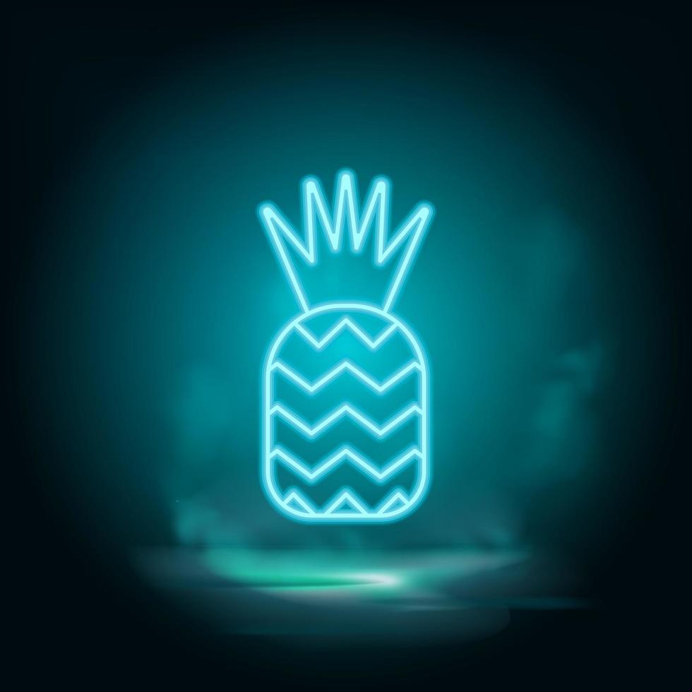 Ananas vector neon icon. Food blue neon illustration. Ananas vector neon icon on white background