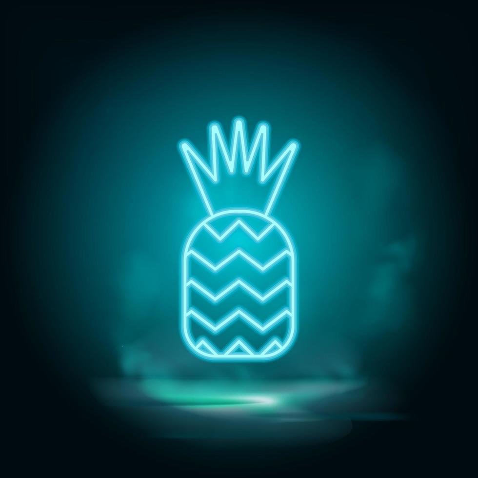 ananas vector neón icono. comida azul neón ilustración. ananas vector neón icono en blanco antecedentes