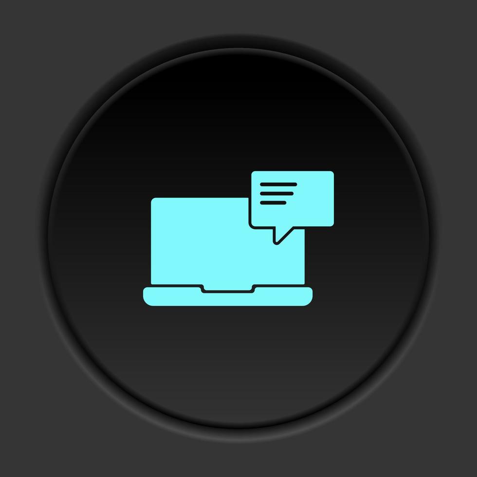 Round button icon, video, conference. Button banner round, badge interface for application illustration on dark background vector