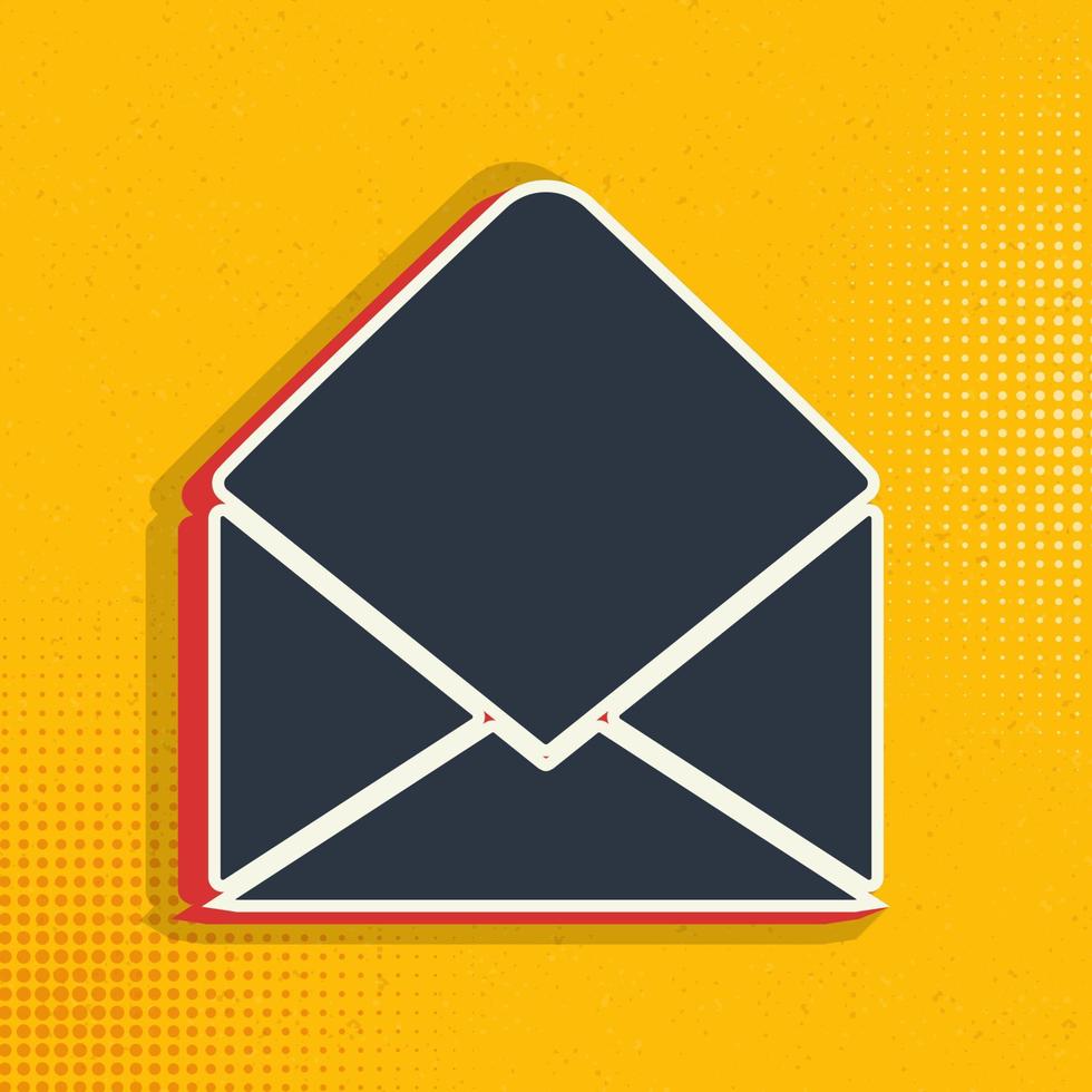 email pop art, retro icon. Vector illustration of pop art style on retro background