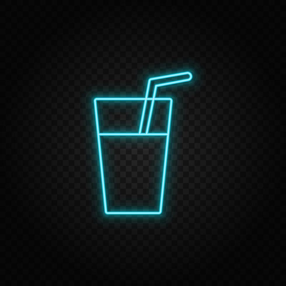 cocktail, drink neon icon. Blue and yellow neon vector icon. Transparent background