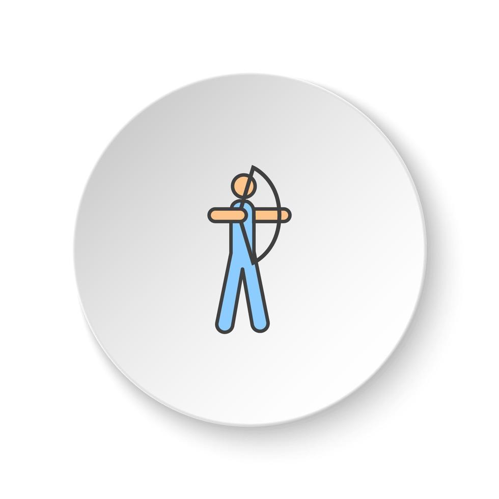 Round button for web icon, Archer. Button banner round, badge interface for application illustration on white background vector