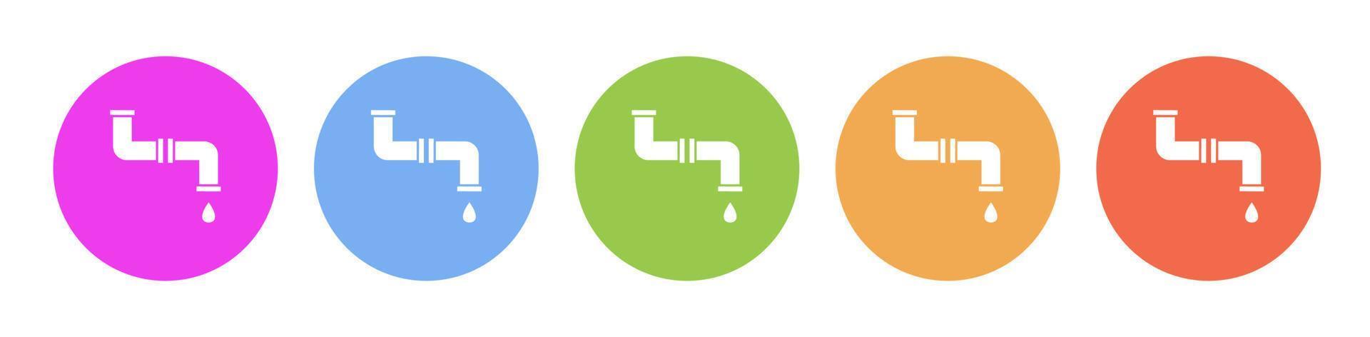 Multi colored flat icons on round backgrounds. Pipes, water multicolor circle vector icon on white background