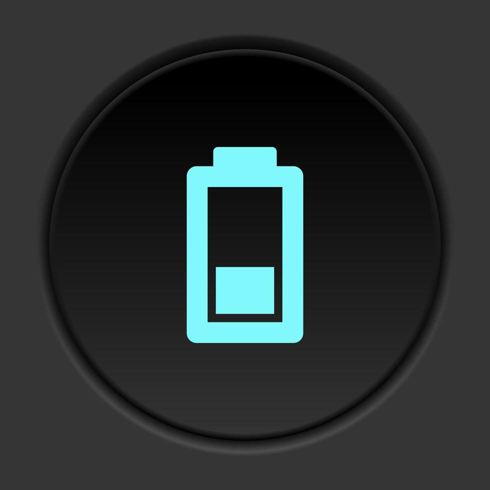 Dark button icon charge battery. Button banner round badge interface for application illustration on darken background vector