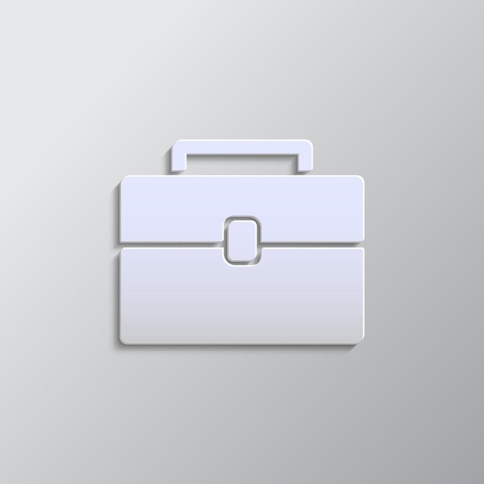 briefcase, bag paper style, icon. Grey color vector background- Paper style vector icon.