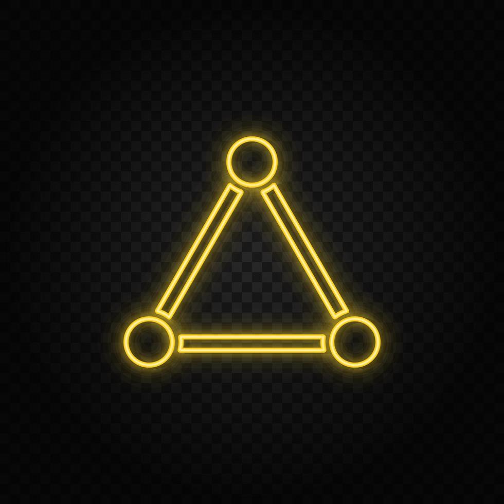 connection, network yellow neon icon .Transparent background. Yellow neon vector icon on dark background