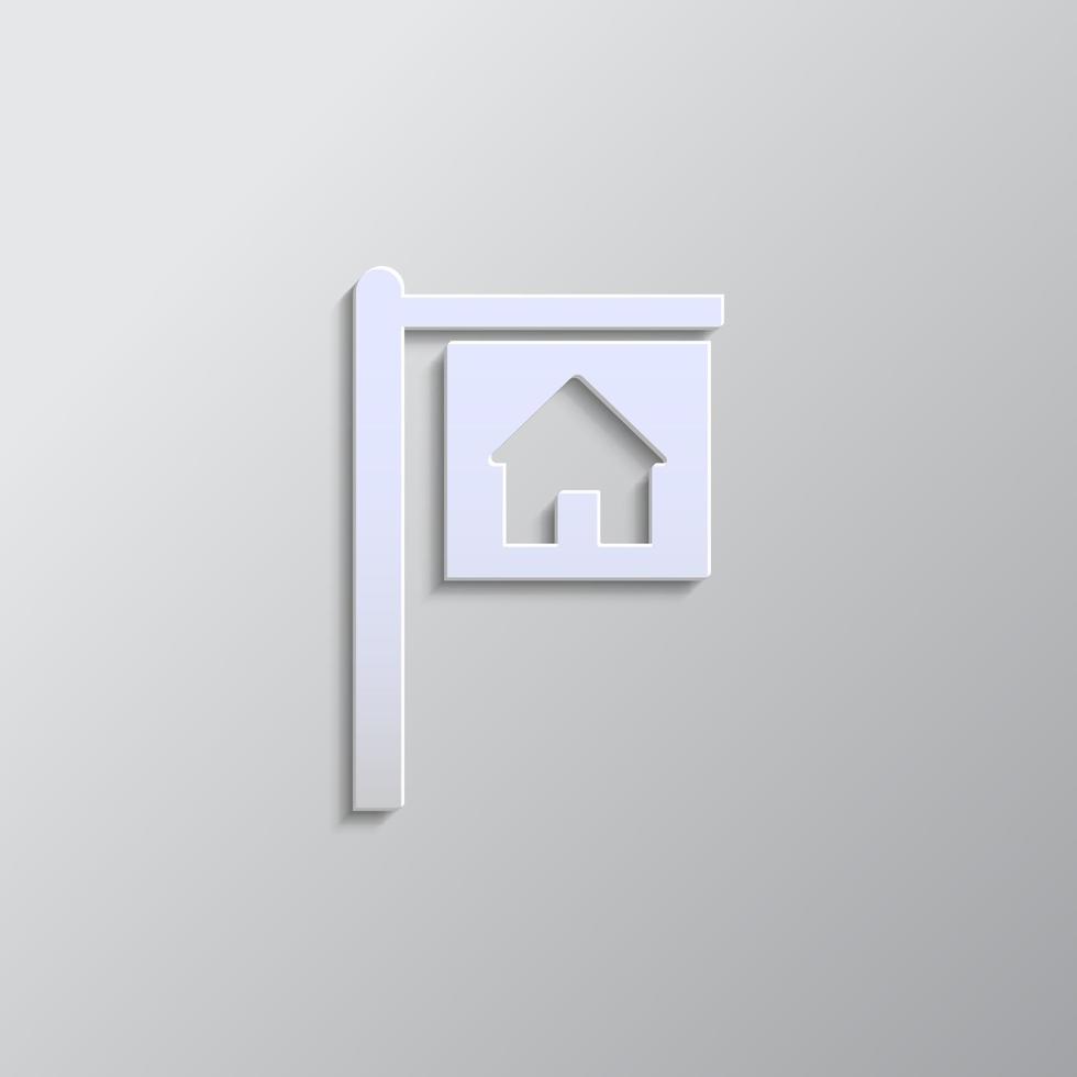 House for rent paper style, icon. Grey color vector background- Paper style vector icon.