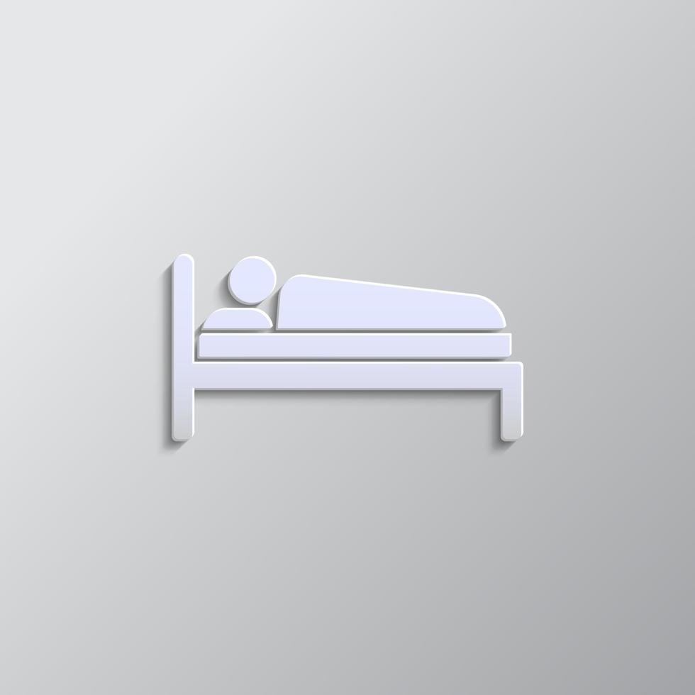 Man, sleep paper style, icon. Grey color vector background- Paper style vector icon.