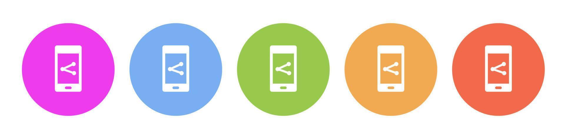 Multi colored icon phone share. Button banner round badge interface for application illustration on white background vector