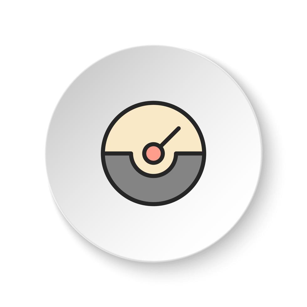Round button for web icon, dash, gauge, measure. Button banner round, badge interface for application illustration on white background vector