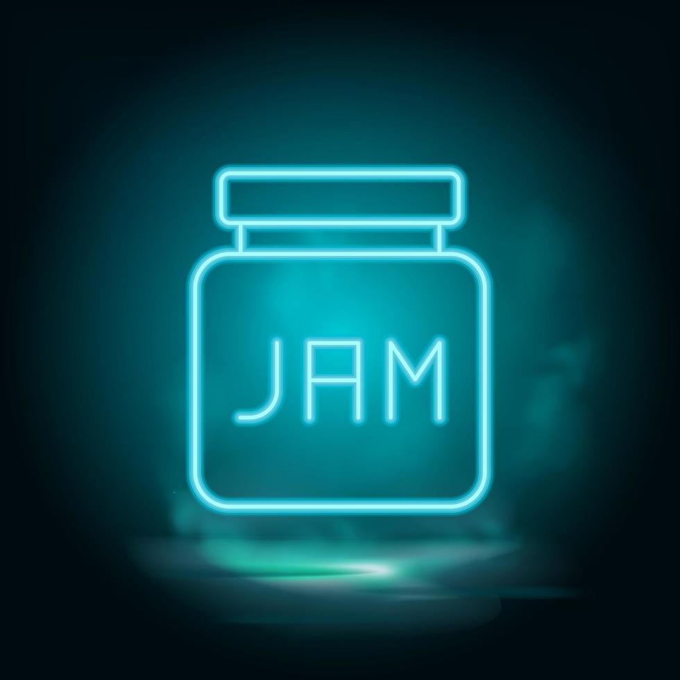 Jam vector neon icon. Food blue neon illustration. Jam vector neon icon on white background on white background