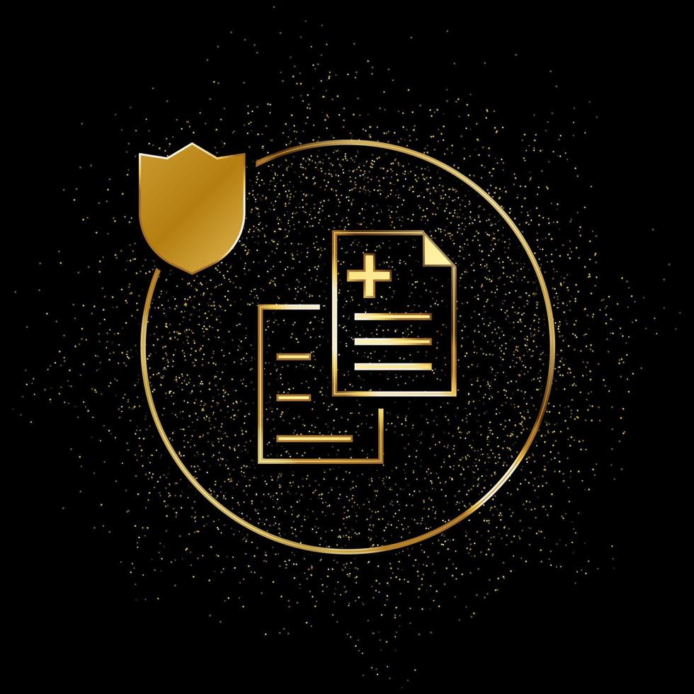 human, insurance, health gold icon. Vector illustration of golden particle background. Gold vector icon