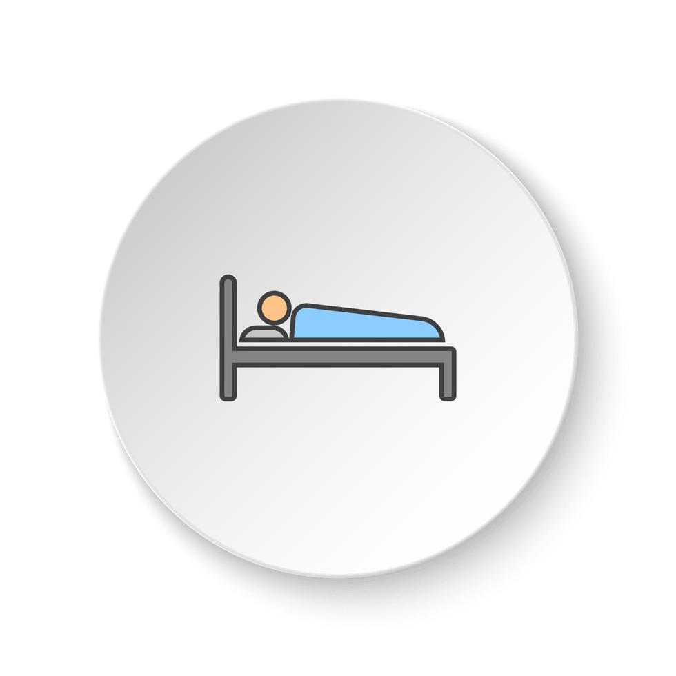 Round button for web icon, Man, sleep. Button banner round, badge interface for application illustration on white background vector