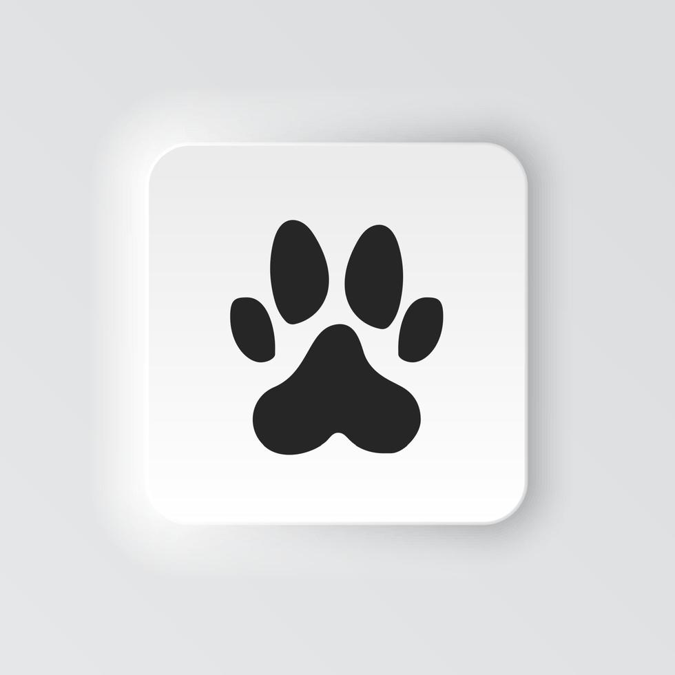 Rectangle button icon Dog paw print. Button banner Rectangle badge interface for application illustration on neomorphic style on white background vector