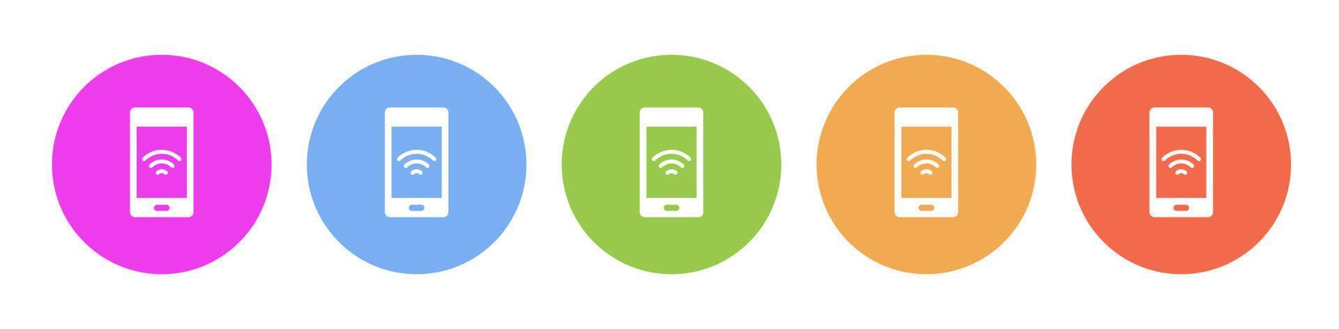 Multi colored icon phone signal. Button banner round badge interface for application illustration on white background vector