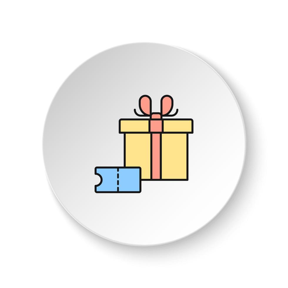 redondo botón para web icono, vale, caja, regalo. botón bandera redondo, Insignia interfaz para solicitud ilustración en blanco antecedentes vector
