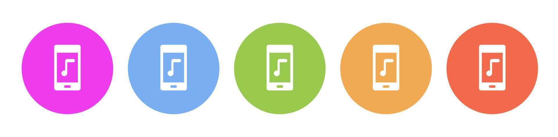 Multi colored icon phone music audio. Button banner round badge interface for application illustration on white background vector