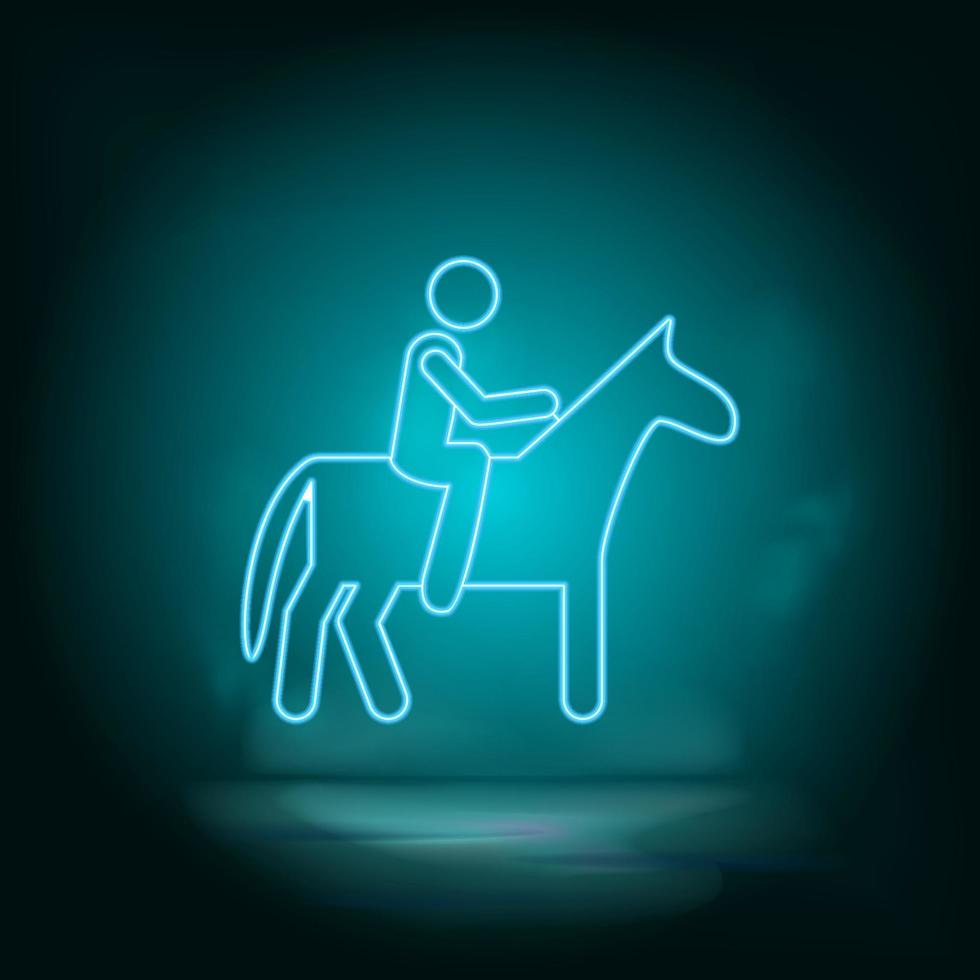 Horse, man blue neon vector icon. Simple element illustration from map and navigation concept. Horse, man blue neon vector icon. Real estate concept vector illustration. on white background