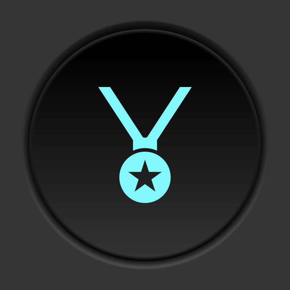 Round button icon, reward, medal, award. Button banner round, badge interface for application illustration on dark background vector