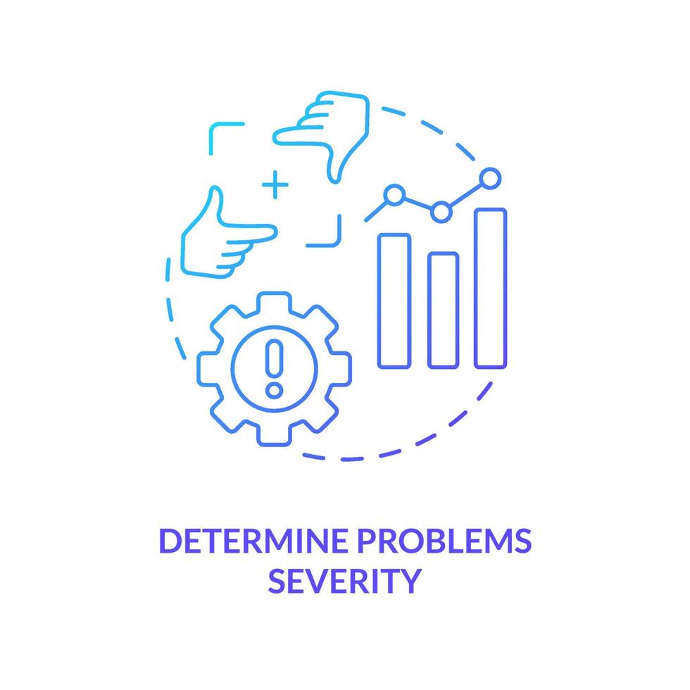 Identify problems severity blue gradient concept icon. Assess usability flaws. Evaluate product condition abstract idea thin line illustration. Isolated outline drawing vector