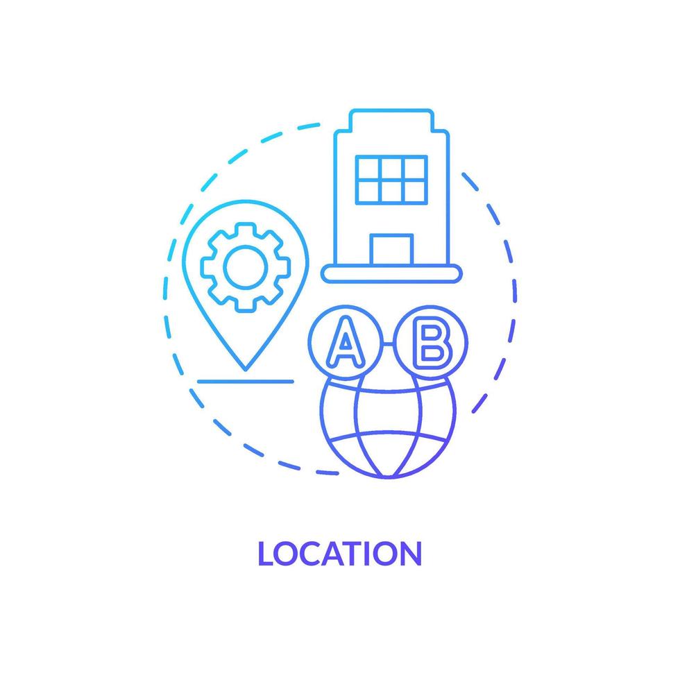 Location blue gradient concept icon. Research placement. Usability testing session logistical details abstract idea thin line illustration. Isolated outline drawing vector