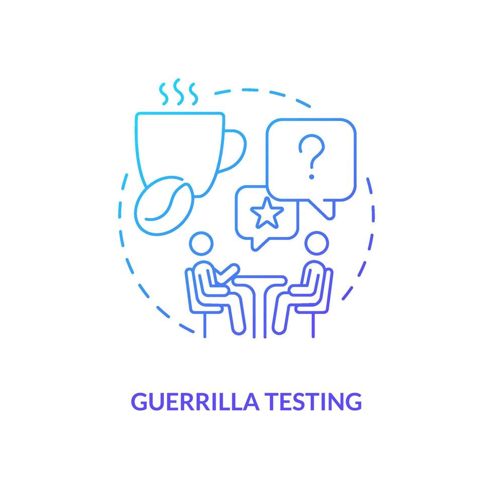 Guerrilla testing blue gradient concept icon. Live user survey. Random participants. Usability research abstract idea thin line illustration. Isolated outline drawing vector