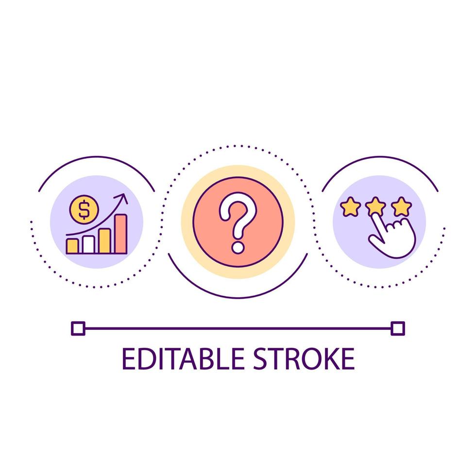 Difficult to measure ROI loop concept icon. Challenge of determining costs abstract idea thin line illustration. Problems with assessment. Isolated outline drawing. Editable stroke vector