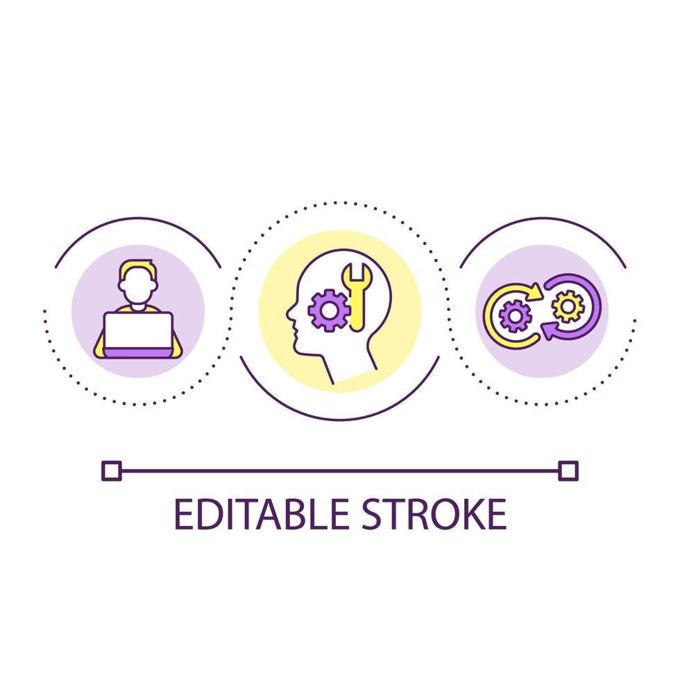 Acquire technical skills loop concept icon. Process management. Hard skill training abstract idea thin line illustration. Analytical ability. Isolated outline drawing. Editable stroke vector