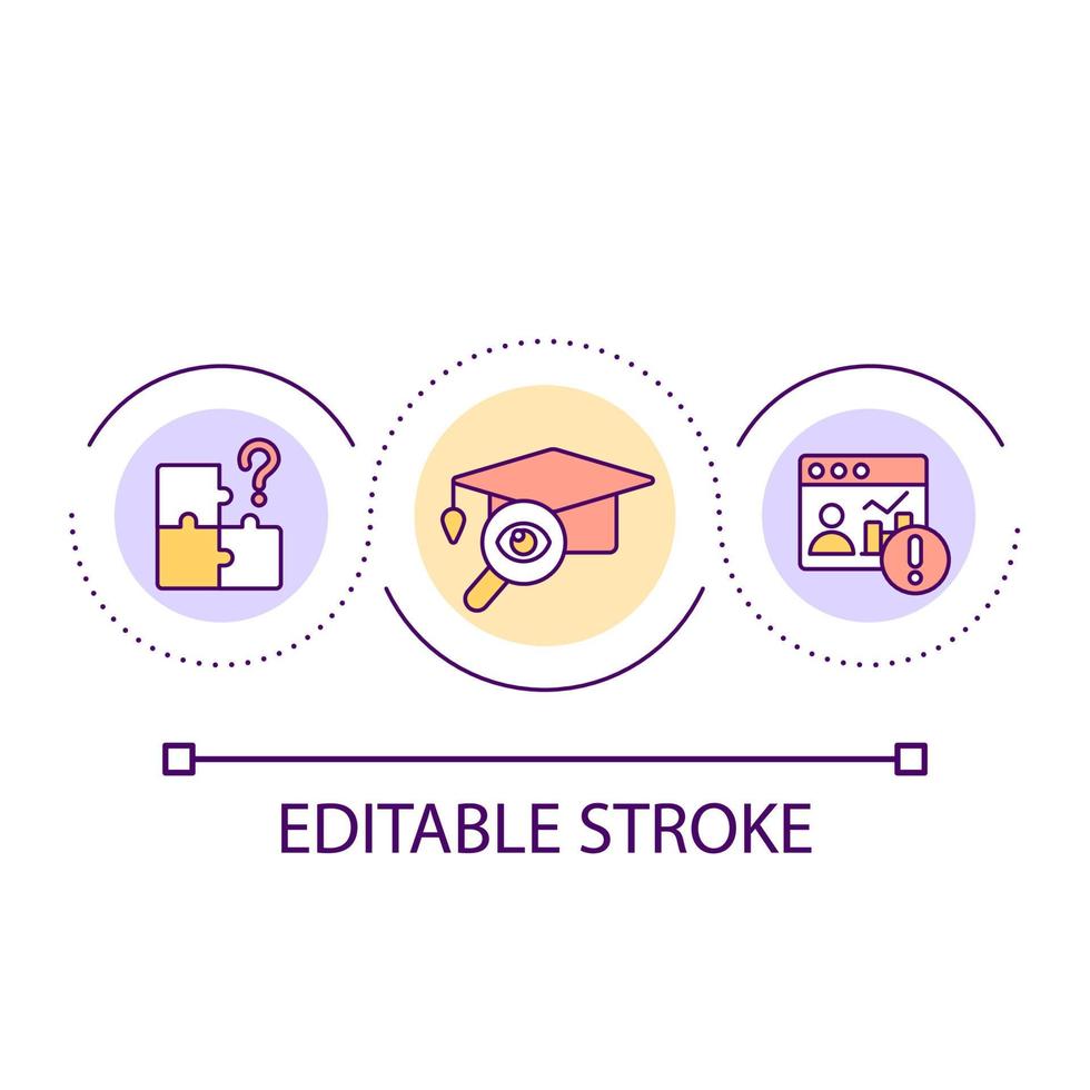 Difficulties with performance management loop concept icon. Student progress monitoring issue abstract idea thin line illustration. Isolated outline drawing. Editable stroke vector