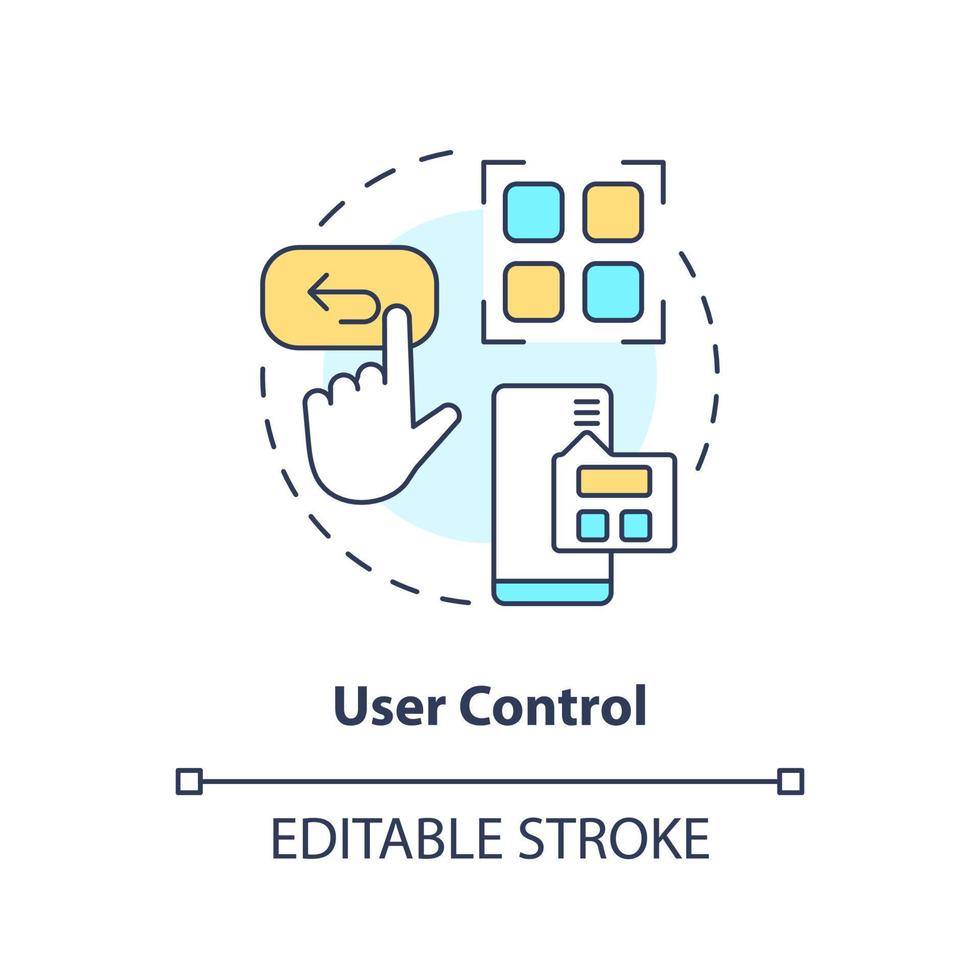 User control and freedom concept icon. Usability heuristic. UX design principle abstract idea thin line illustration. Isolated outline drawing. Editable stroke vector