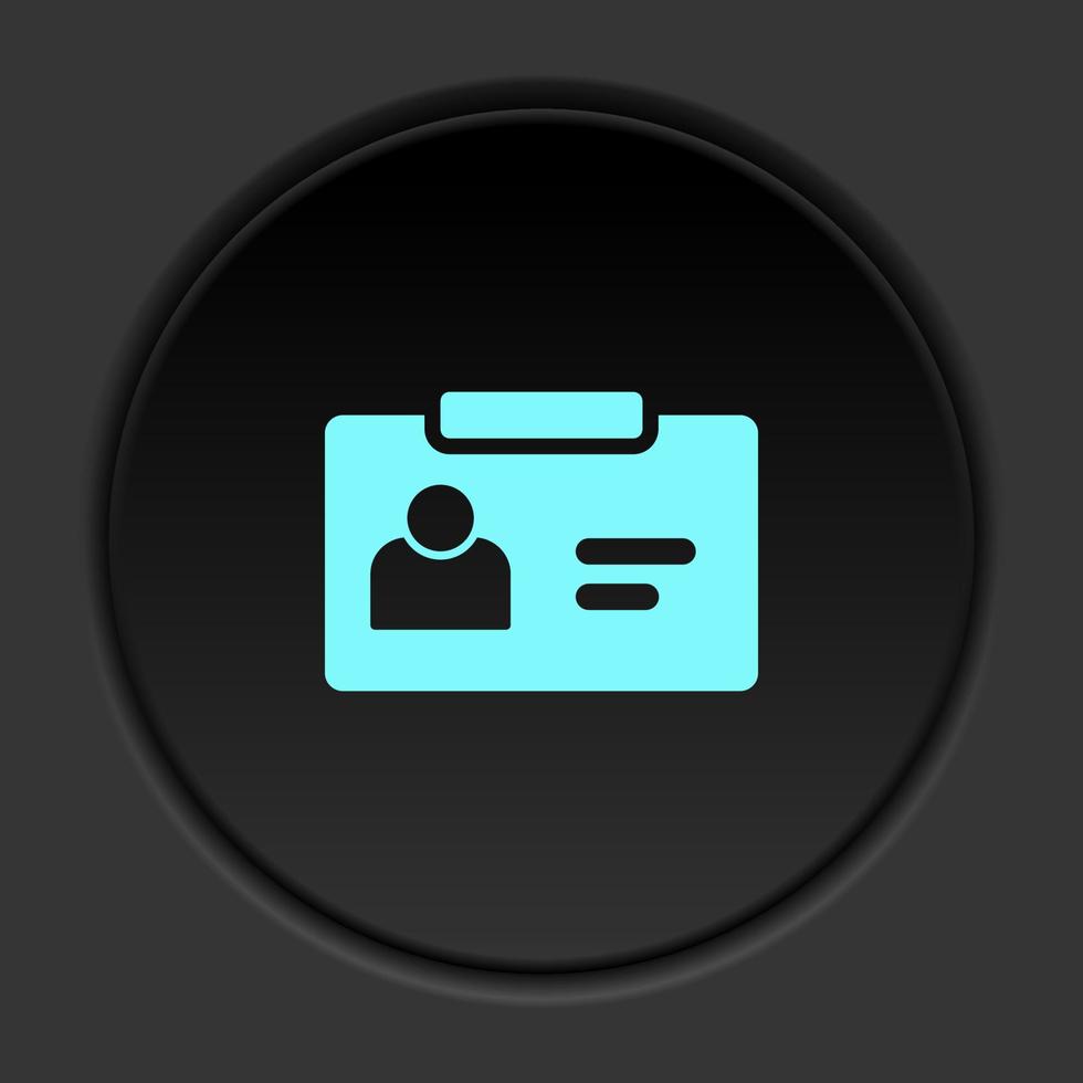 redondo botón icono, identificación, tarjeta. botón bandera redondo, Insignia interfaz para solicitud ilustración en oscuro antecedentes vector