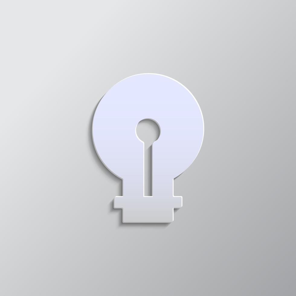 light, bulb paper style, icon. Grey color vector background- Paper style vector icon.