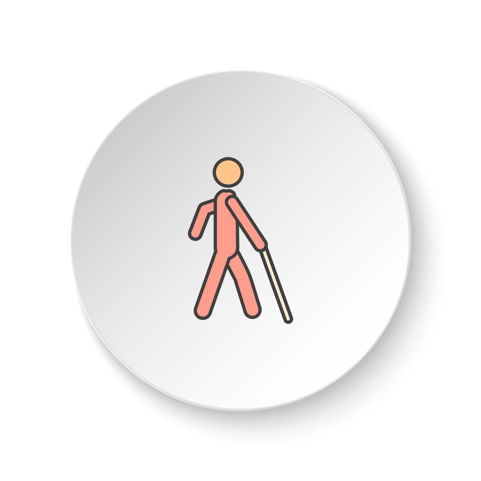 Round button for web icon, Blind man silhouette. Button banner round, badge interface for application illustration on white background vector