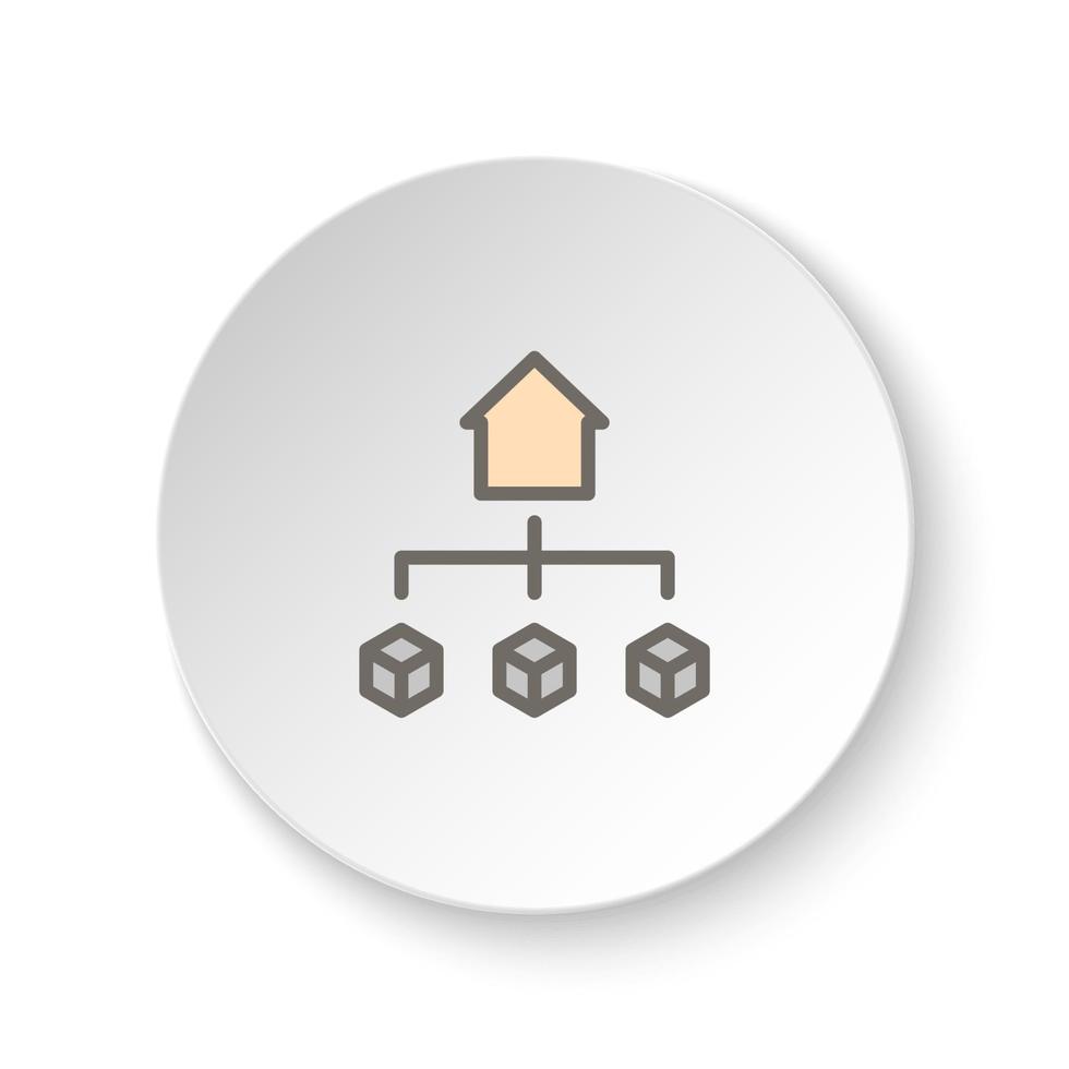 Round button for web icon, advertisement, house, news. Button banner round, badge interface for application illustration on white background vector
