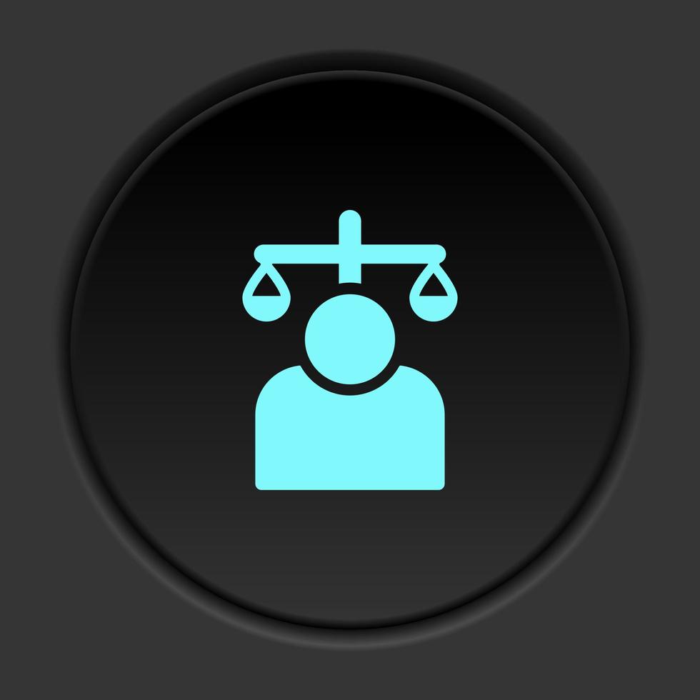 Round button icon, balance, user. Button banner round, badge interface for application illustration on dark background vector